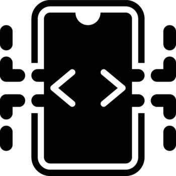 Open Source, Mobile Programming, Mobile App Glyph Solid Icon vector