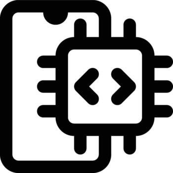 Firmware, Mobile Cpu, Mobile Outline Icon vector