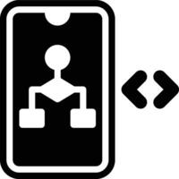 Algorithm, Mobile Programming, Mobile App Glyph Solid Icon vector