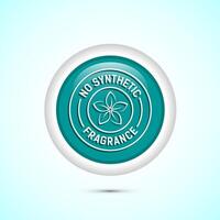 No synthetic fragrance icon design illustration. Synthetic fragrance free label sign symbol, Teal color round button design vector