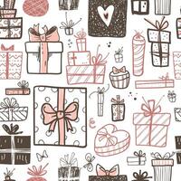 Seamless pattern with gift boxes and bows vector