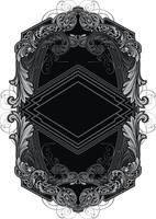 An ornate frame with a black and white design vector