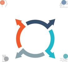 A circle with arrows pointing in different directions vector