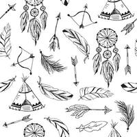 Seamless pattern with native american symbols vector
