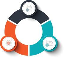 A circle with three icons on it vector
