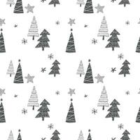 A seamless pattern with christmas trees and stars vector