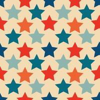 A colorful star pattern with blue, red and orange stars vector