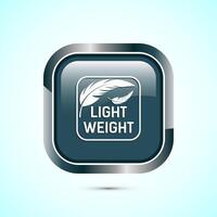 Light weight icon design illustration. Feather icon, Light weight label sign symbol, Gray color square button design vector