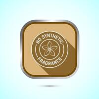 No synthetic fragrance icon design illustration. Synthetic fragrance free label sign symbol, Gold color shadow button design vector