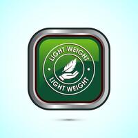 Light weight icon design illustration. Feather icon, Light weight label sign symbol, Green color square button design vector