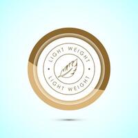 Light weight icon design illustration. Feather icon, Light weight label sign symbol, Gold color button design vector