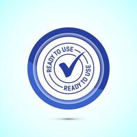 Ready to use icon design illustration, Ready to use badge label sign, Blue color button design vector