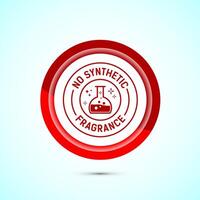 No synthetic fragrance icon design illustration. Synthetic fragrance free label sign symbol, Red color button design vector
