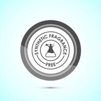 No synthetic fragrance icon design illustration. Synthetic fragrance free label sign symbol, Gray color button design vector