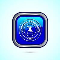 No synthetic fragrance icon design illustration. Synthetic fragrance free label sign symbol, Blue color square button design vector