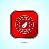 Light weight icon design illustration. Feather icon, Light weight label sign symbol, Red color shadow button design vector