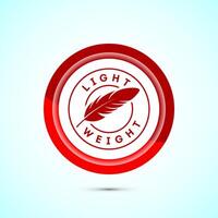 Light weight icon design illustration. Feather icon, Light weight label sign symbol, Red color button design vector