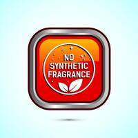 No synthetic fragrance icon design illustration. Synthetic fragrance free label sign symbol, Orange color square button design vector