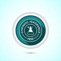 No synthetic fragrance icon design illustration. Synthetic fragrance free label sign symbol, Teal color shadow button design vector