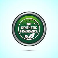 No synthetic fragrance icon design illustration. Synthetic fragrance free label sign symbol, Green color round button design vector