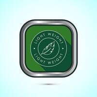 Light weight icon design illustration. Feather icon, Light weight label sign symbol, Green color shadow button design vector