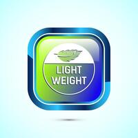 Light weight icon design illustration. Feather icon, Light weight label sign symbol, Glossy square button design vector