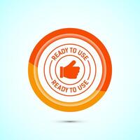 Ready to use icon design illustration, Ready to use badge label sign, Orange color button design vector