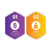 Editable modern infographic 2 step business chart list template with creative icons design vector