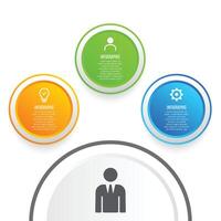 Circle 3 step business data growth infographic modern editable template design vector