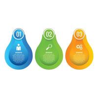 Modern light concept chart list 3 step infographic editable template design vector
