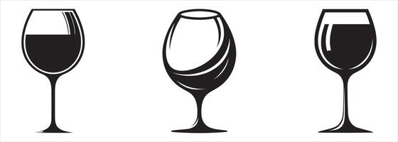 Four wine glasses with different shapes and sizes vector