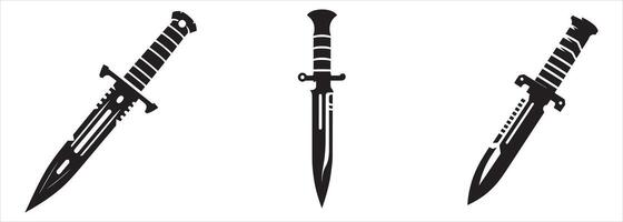 Three different types of knives on a white background vector