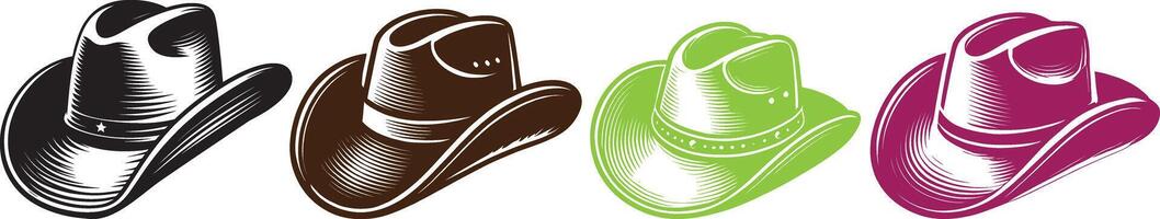 Four hats with different colors vector