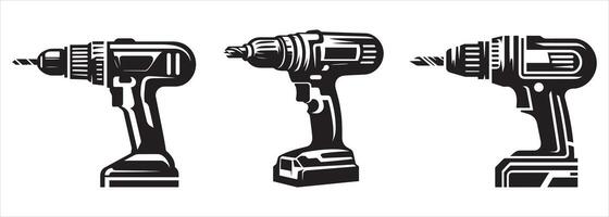 Three different types of electric tools on a white background vector