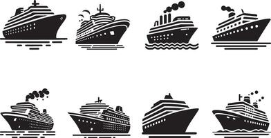 A set of icons depicting various types of ships vector