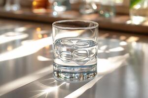 Crystal clear water reflects sunlight in a serene and inviting setting. photo
