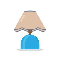 Minimalist Cartoon Illustration of Table Lamp with Fabric Shade. modern table lamp featuring a soft beige fabric lampshade and a rounded blue ceramic base vector