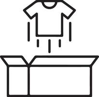 Clothing unboxing icon, apparel delivery symbol. vector