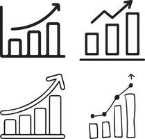 Hand drawn growth chart icons set. vector