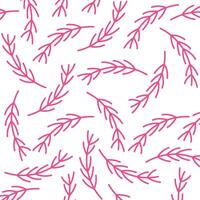Hand Drawn Pink Branch Seamless Pattern on White Background. vector