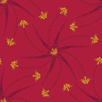 a red and gold pattern with flowers on it vector