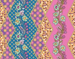 a colorful pattern with flowers and leaves vector