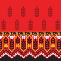 a red and black pattern with a floral design vector