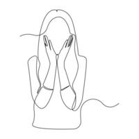 Continuous line art drawing of a surprised woman. Woman with surprised expression continuous outline . vector