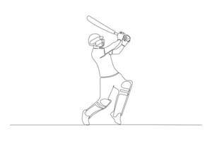 Cricket player continuous line drawing. Man playing basketball outline vector