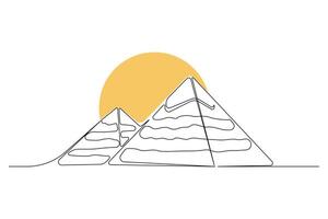 Hand-drawn Egyptian pyramids concept line art logo. Pyramids one-line art drawing. vector