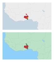 Togo map with pin of country capital. Two types of Togo map with neighboring countries. vector