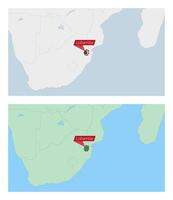Swaziland map with pin of country capital. Two types of Swaziland map with neighboring countries. vector