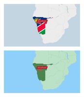 Namibia map with pin of country capital. Two types of Namibia map with neighboring countries. vector