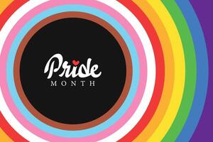 lgbtqia pride month round rainbow color background with pride calligraphy vector